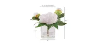 Lifelike Peony Silk Arrangement in Vase: Elegant Decor