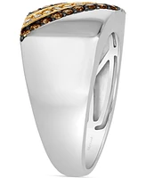 Le Vian Men's Chocolate Diamond (3/8 ct. t.w.) & Nude Diamond (1/5 ct. t.w.) Diagonal Ring in Sterling Silver & 14k Gold-Plate