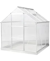 Outsunny 6' x 6' Outdoor Walk-in Polycarbonate Greenhouse Kit, Garden