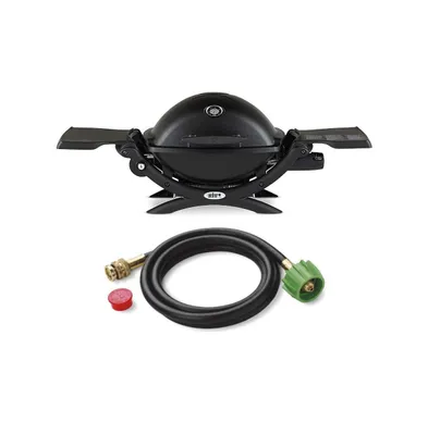 Weber Q 1200 Gas Grill (Black) And Adapter Hose