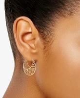 Crisscross Graduated Small Hoop Earrings in 10k Gold, 1"