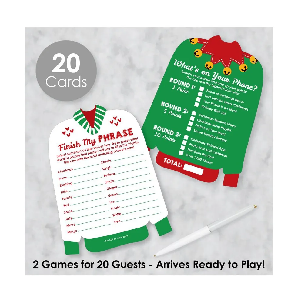 Ugly Sweater - 2-in-1 Holiday and Christmas Party Cards Activity Duo Games 20 Ct