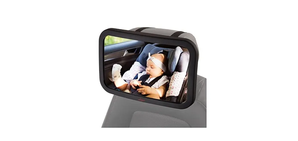 KeaBabies Baby Car Mirror, Large Shatterproof Baby Car Seat Mirror for Rear Facing, Black