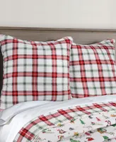 Levtex Meowy Christmas Plaid 2-Pc. Sham Set, European