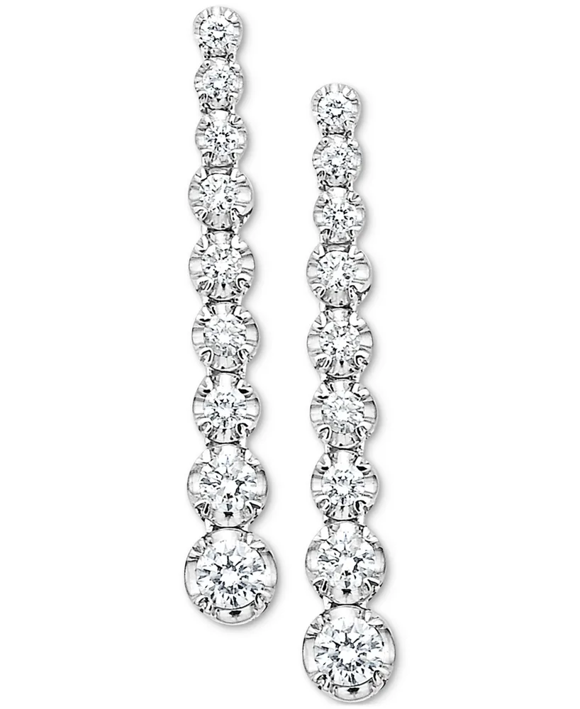 Diamond Graduated Linear Drop Earrings (3/4 ct. t.w.) in 14k White Gold