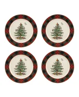 Spode Christmas Tree Tartan Salad Plate, Set of 4, Service for 4