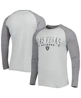 Men's Concepts Sport Heather Gray Las Vegas Raiders Ledger Raglan Long Sleeve Henley T-shirt