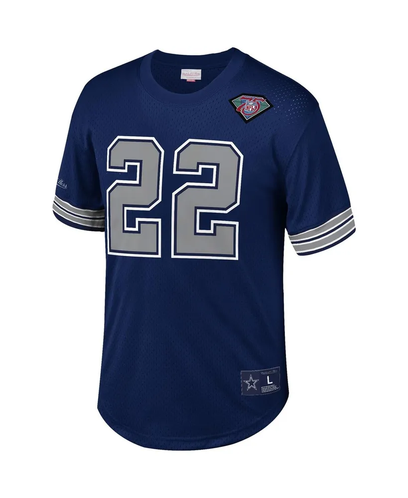 Men's Mitchell & Ness Emmitt Smith Navy Dallas Cowboys Retired Player Name and Number Mesh Top