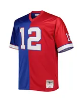 Men's Mitchell & Ness Jim Kelly Royal and Red Buffalo Bills Big Tall Split Legacy Retired Player Replica Jersey