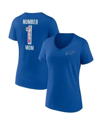 Women's Fanatics Royal Buffalo Bills Plus Mother's Day #1 Mom V-Neck T-shirt