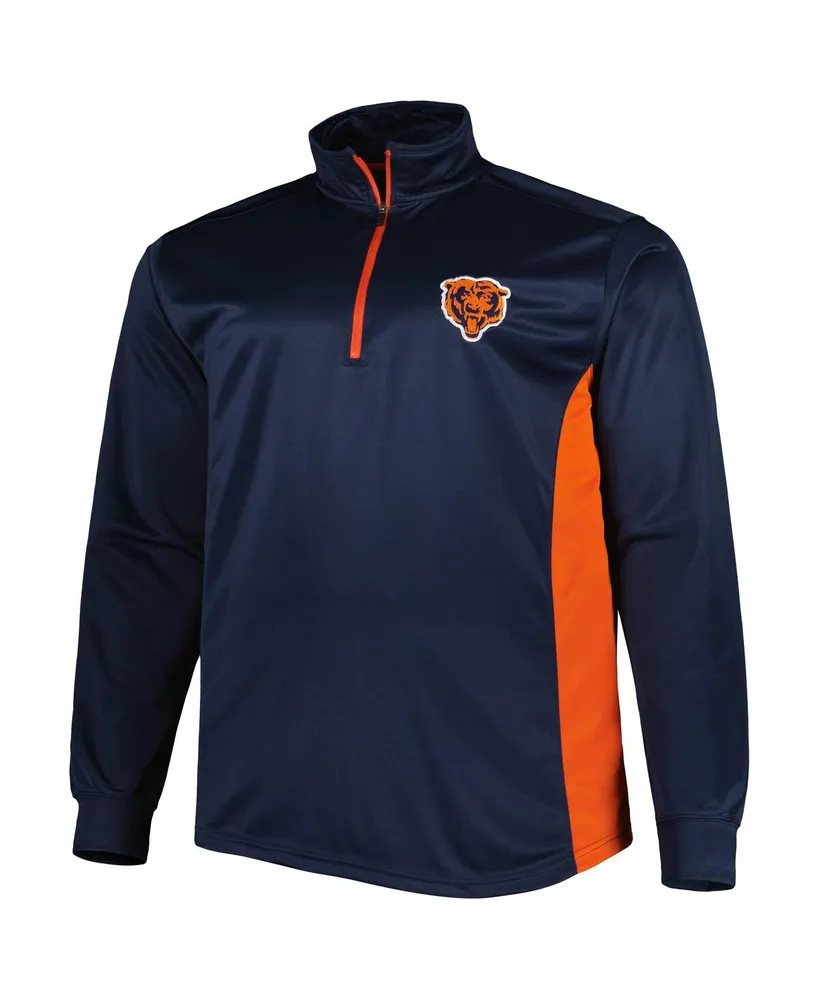 Men's Navy and Orange Chicago Bears Big and Tall Quarter-Zip Jacket