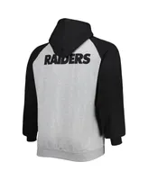 Men's Heather Gray Las Vegas Raiders Big and Tall Fleece Raglan Full-Zip Hoodie Jacket