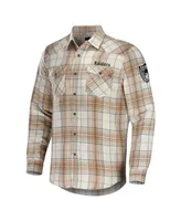 Men's Nfl x Darius Rucker Collection by Fanatics Tan Las Vegas Raiders Flannel Long Sleeve Button-Up Shirt