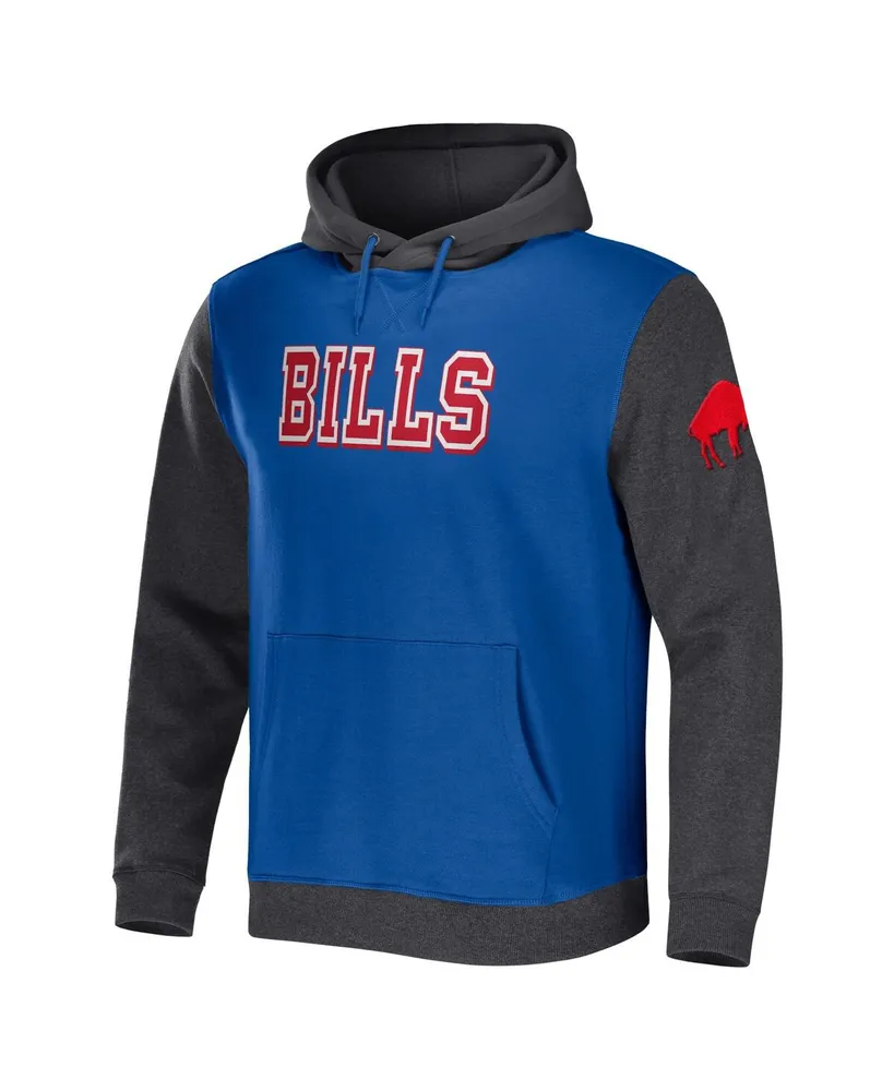 Men's Nfl x Darius Rucker Collection by Fanatics Royal, Heather Charcoal Buffalo Bills Colorblock Pullover Hoodie