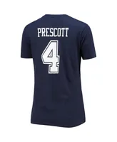 Women's Fanatics Dak Prescott Navy Dallas Cowboys Player Icon Name and Number V-Neck T-shirt