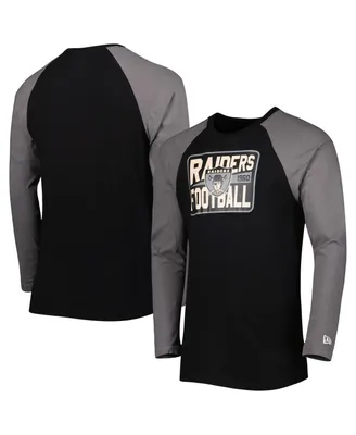 Men's New Era Black Las Vegas Raiders Throwback Raglan Long Sleeve T-shirt