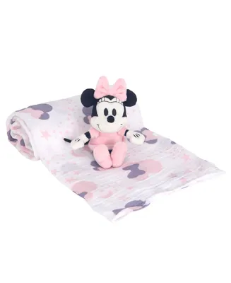 Lambs & Ivy Disney Baby Minnie Mouse Muslin Swaddle Blanket & Plush Gift Set