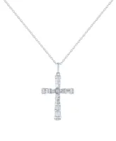 Diamond Round & Baguette Cross 18" Pendant Necklace (1/2 ct. t.w.)