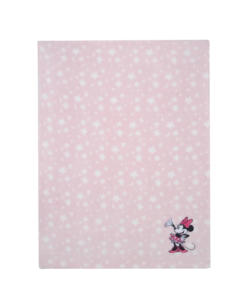Lambs & Ivy Disney Baby Minnie Mouse Stars Pink Soft Fleece Baby Blanket