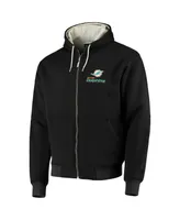 Men's Dunbrooke Black Miami Dolphins Craftsman Thermal-Lined Full-Zip Hoodie