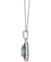 Le Vian Sea Blue Aquamarine (1 ct. t.w.) & Diamond (5/8 ct. t.w.) Teardrop Halo Pendant Necklace in 14k White Gold, 18" + 2" extender