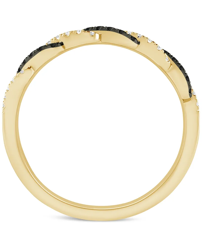 Black Diamond (1/10 ct. t.w.) & White Diamond (1/10 ct. t.w.) Twist Band in 14k Gold