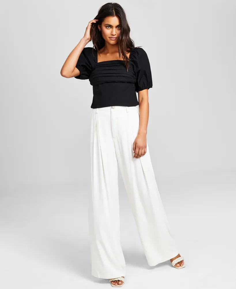 And Now This Women's Pleat-Front Wide-Leg Soft Pants