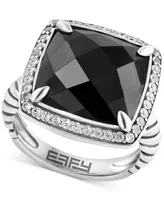 Effy Onyx & White Topaz (5/8 ct. t.w.) Statement Ring in Sterling Silver