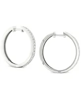 Forever Grown Diamonds Lab Created Diamond Medium Hoop Earrings (1ct. t.w.) in Rhodium-Plated Sterling Silver, 1.12"