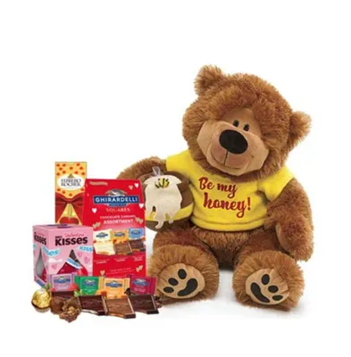 Gbds Be My Honey Bear & Chocolates Gift Set - valentines day candy - valentines day gifts - 1 Basket
