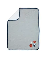 Lambs & Ivy Hall of Fame Sports Jersey/Faux Shearling Cozy Baby Blanket