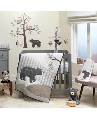 Lambs & Ivy Woodland Forest Animal Nursery 3-Piece Mini Crib Bedding Set - Gray