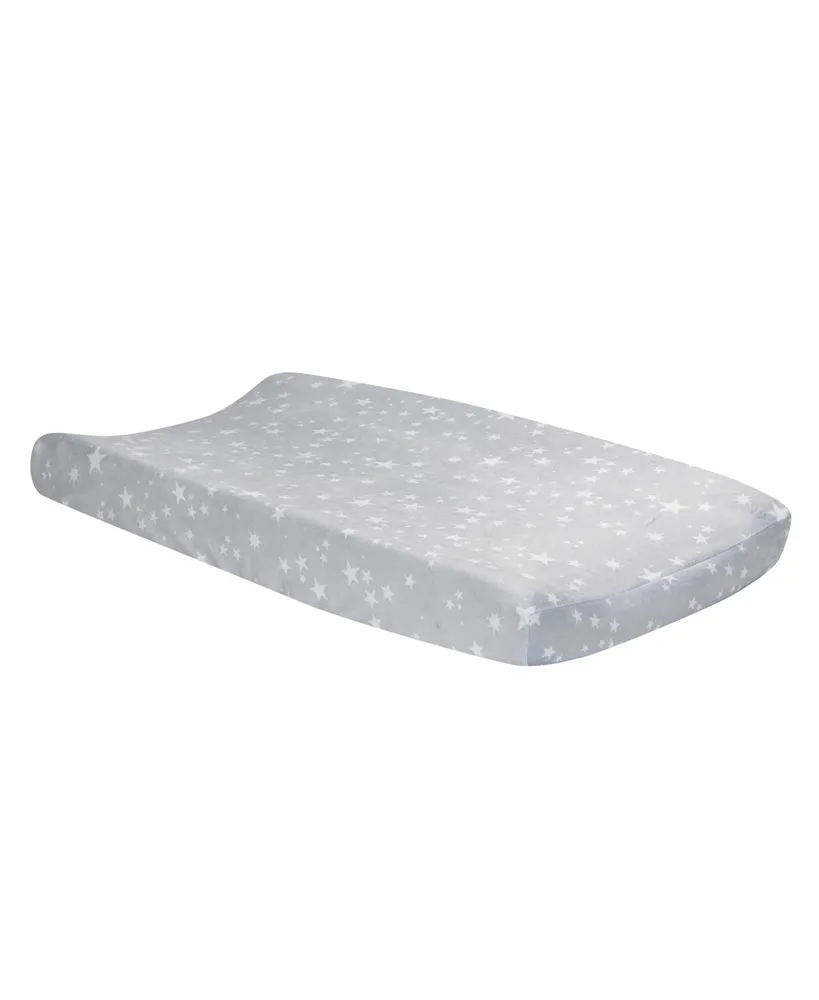 Lambs & Ivy Milky Way Gray/White Stars Minky Baby Changing Pad Cover