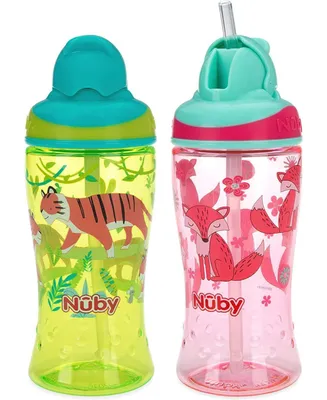 Nuby Toddler Thirsty No-Spill Boost Cup with Soft Straw, 12oz, 2 Pack