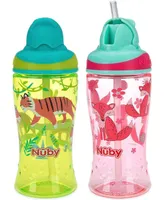 Nuby Toddler Thirsty No-Spill Boost Cup with Soft Straw, 12oz, 2 Pack