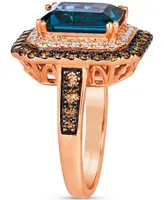 Le Vian Deep Sea Blue Topaz (5 ct. t.w.), Chocolate Diamonds (3/4 ct. t.w.) & Nude Diamonds (1/4 ct. t.w.) Ring set in 14k Rose Gold