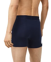 Lacoste Men's Casual Stretch Boxer Brief Set, 3 Pack - Navy Blue, White-Silver