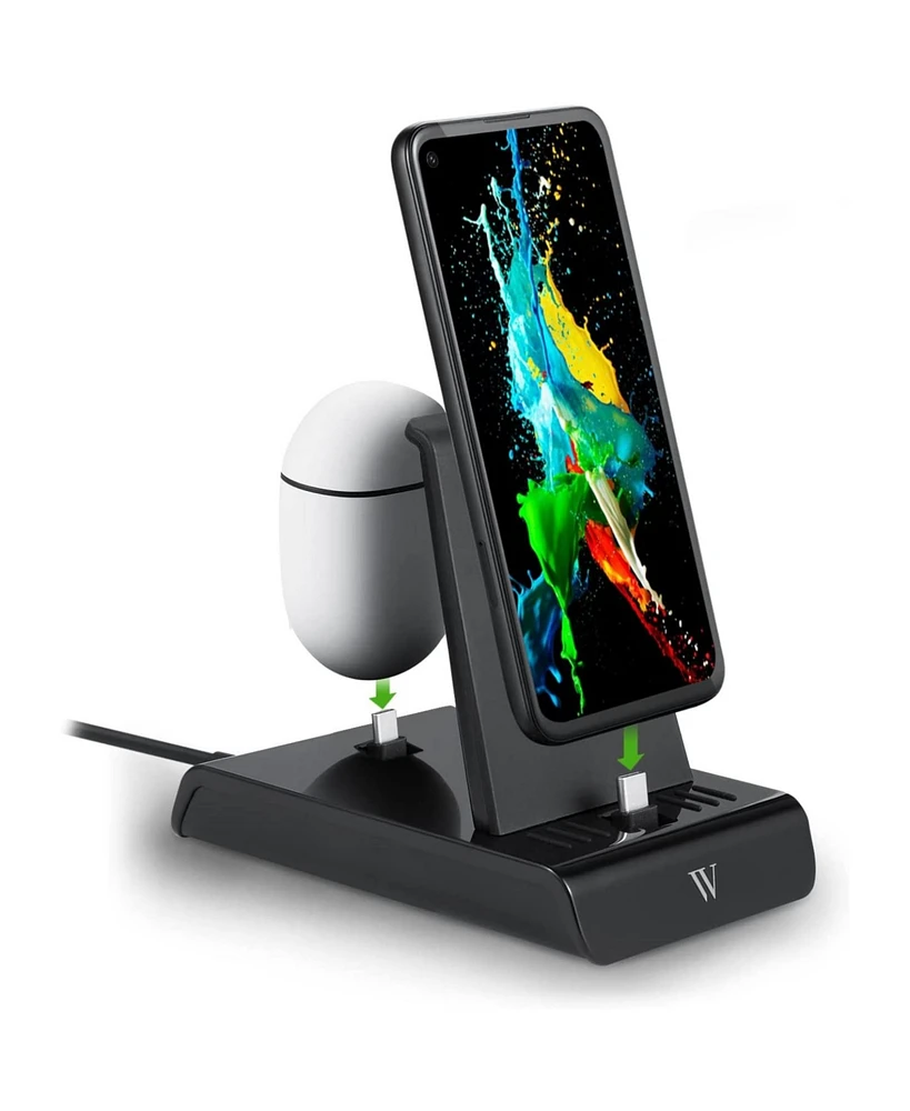 Wasserstein 2-in-1 Charging Station for Google Pixel, Samsung Galaxy, Moto One, and Other Usb-c Phones/Wireless Earbuds