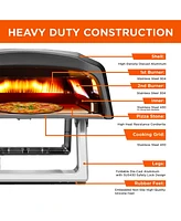 Commercial Chef Propane Gas Pizza Oven with Dual Burner System includes Baffle Door, Peel, 12" Stone, Cutter, and Cover