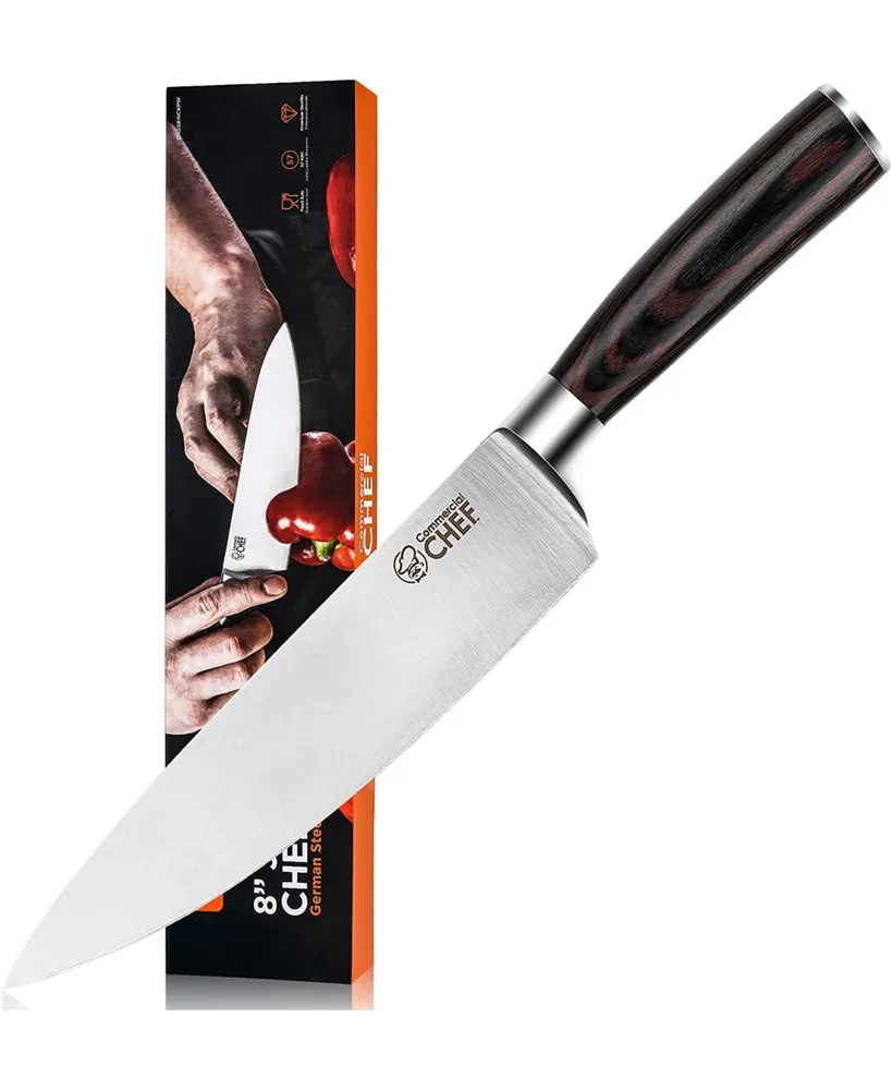 Commercial Chef Japanese Chef Knife 8 inch High Carbon German Stainless Steel with Ergonomic Pakkawood Handle - Full Tang Ultra Sharp Blade Edge