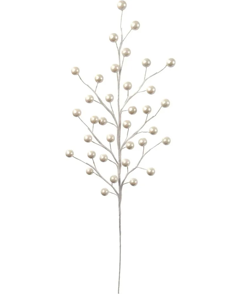 Floral Home 17" Pearl White Berry Stem Picks - Elegant Christmas Home Decor for Festive Arrangements, Wreaths, and Events