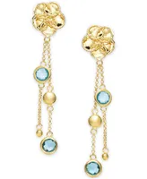 Swiss Blue Topaz Flower Dangle Drop Earrings (4 ct. t.w.) 14k Gold-Plated Sterling Silver (Also Citrine & Amethyst)