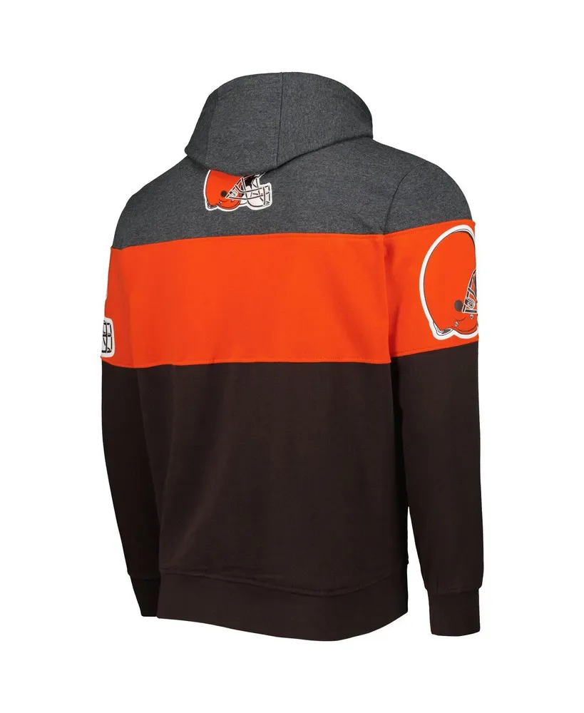 Men's Starter Brown and Heather Charcoal Cleveland Browns Extreme Pullover Hoodie