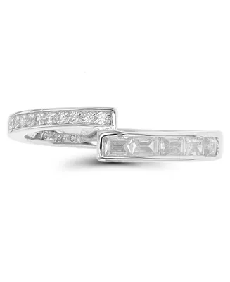Macy's Round and Baguette Cubic Zirconia Overlapped Ring (5/8 ct. t.w.) Sterling Silver
