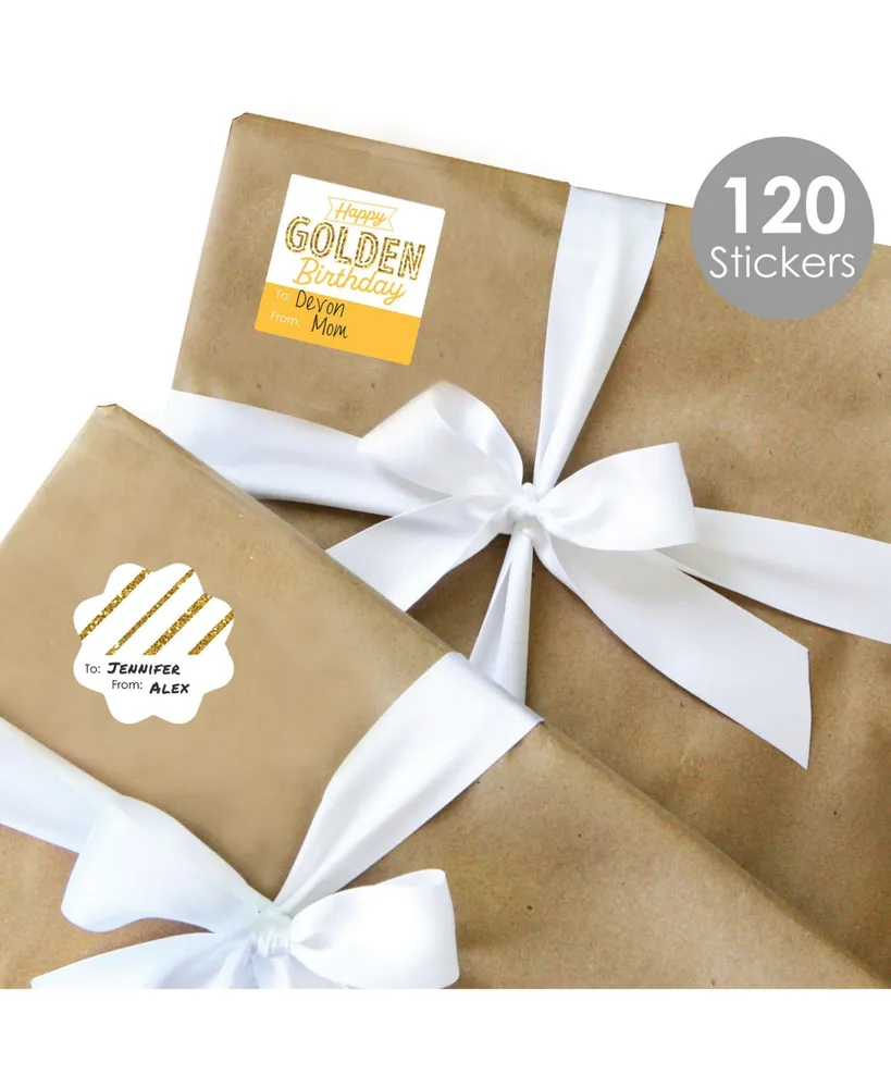 Golden Birthday Assorted Party Gift Tag Labels To and From Stickers 120 Stickers