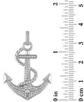 Esquire Men's Jewelry Cubic Zirconia Anchor Pendant in Sterling Silver, Created for Macy's