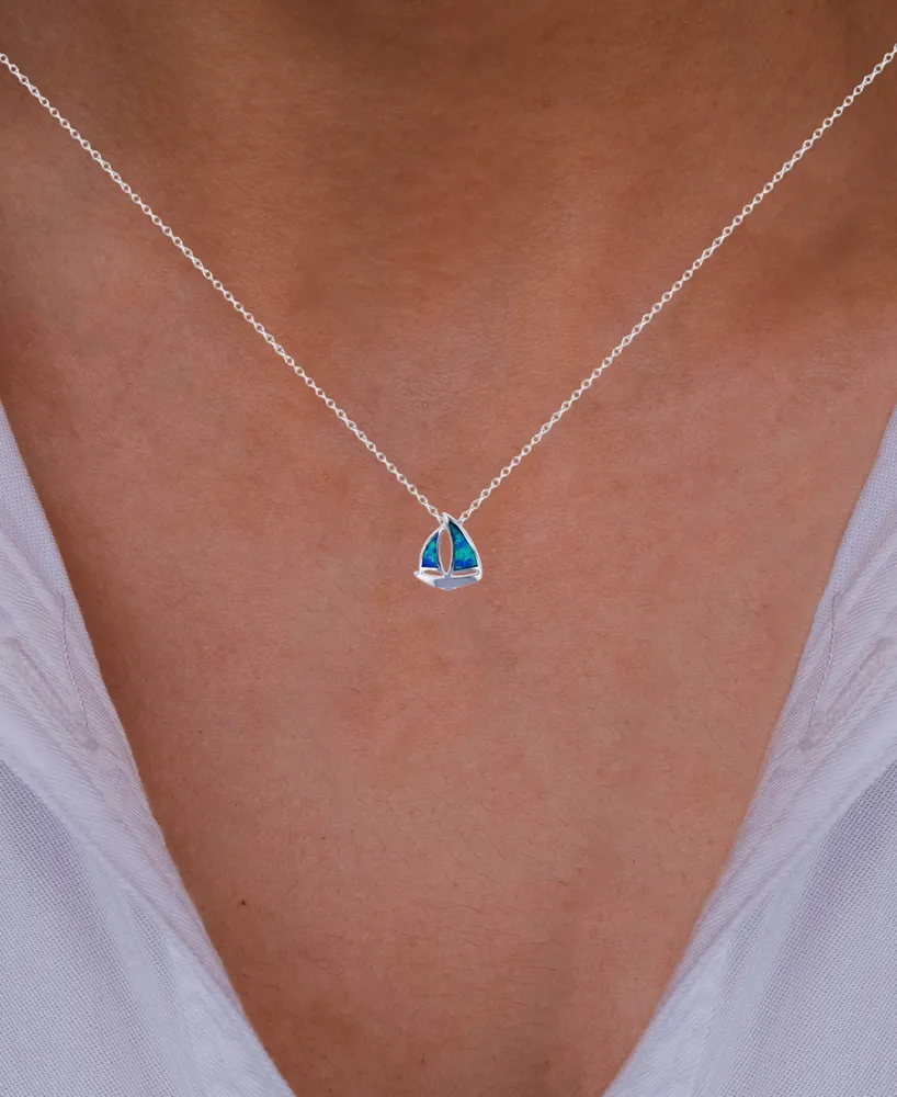 Macy's Created Opal Ship Necklace in Sterling Silver