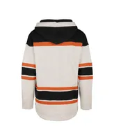 Men's '47 Brand Oatmeal Philadelphia Flyers Rockaway Lace-Up Pullover Hoodie