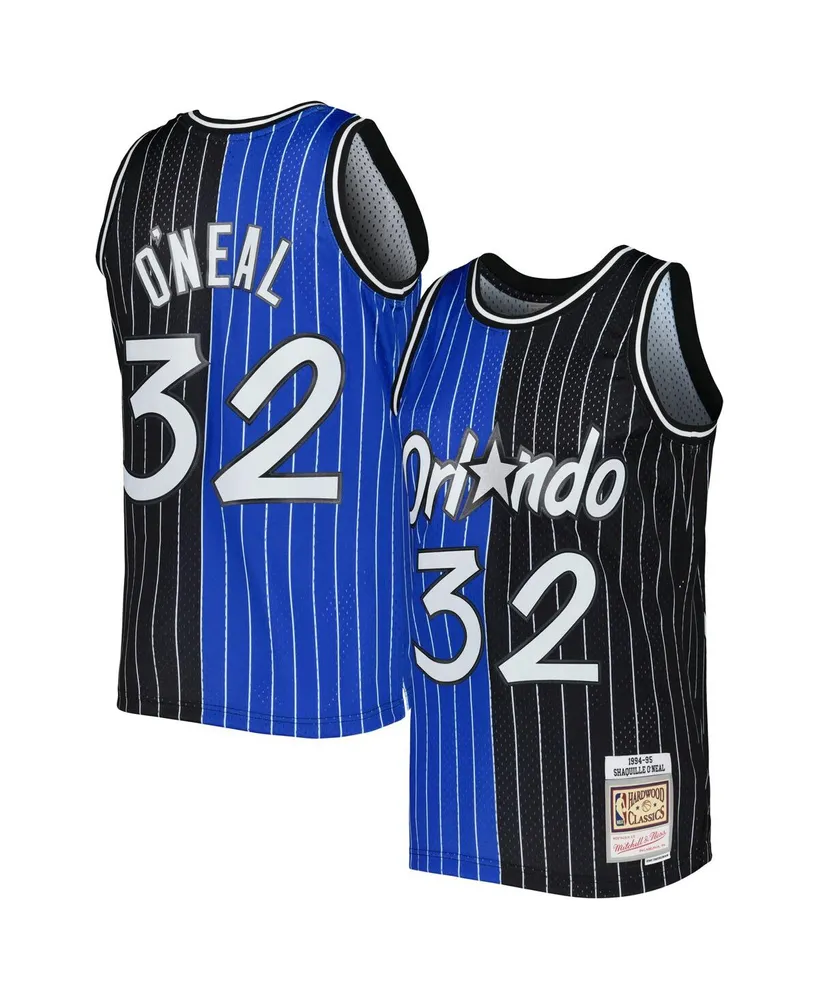 Men's Mitchell & Ness Shaquille O'Neal Blue, Black Orlando Magic Hardwood Classics 1994-95 Split Swingman Jersey