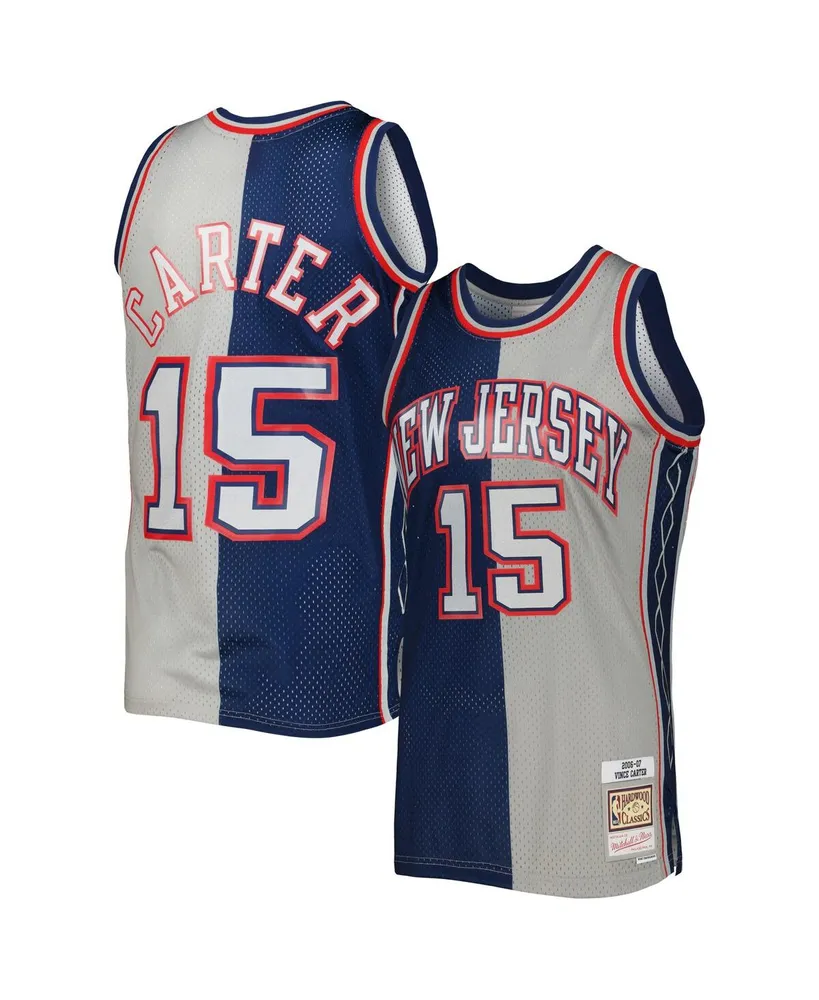 Men's Mitchell & Ness Vince Carter Navy, Gray New Jersey Nets Hardwood Classics 2006-07 Split Swingman